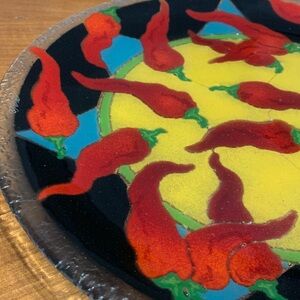 Peggy Karr Fused Glass "Chilies" plate